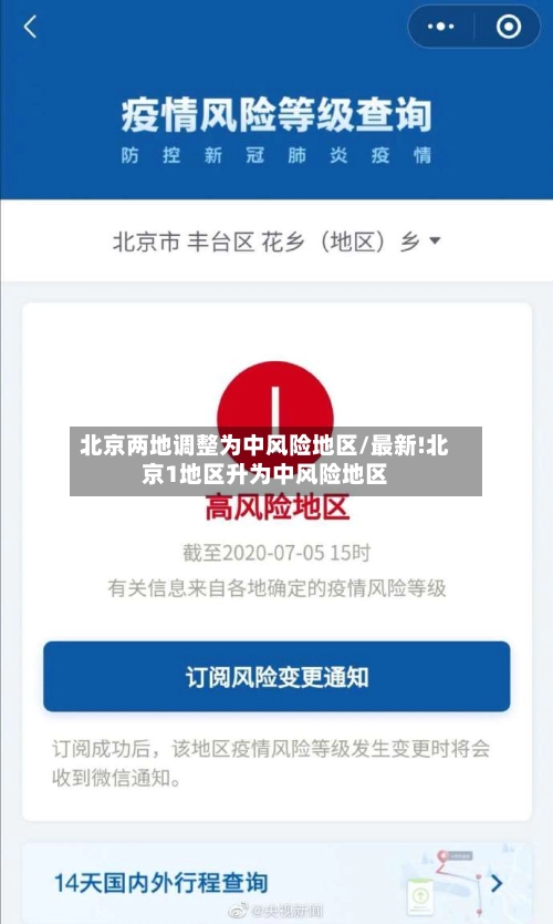 北京两地调整为中风险地区/最新!北京1地区升为中风险地区
