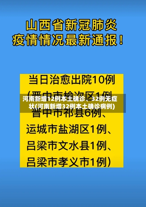 河南新增12例本土确诊、32例无症状(河南新增32例本土确诊病例)