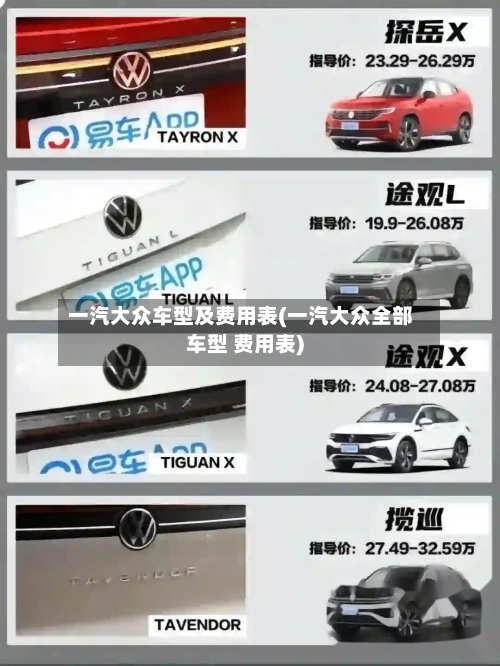 一汽大众车型及费用表(一汽大众全部车型 费用表)